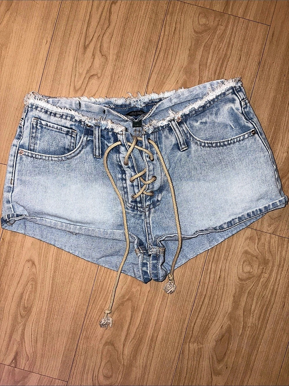 Wild Fable Lace-Up Front Denim Shorts Blue Small